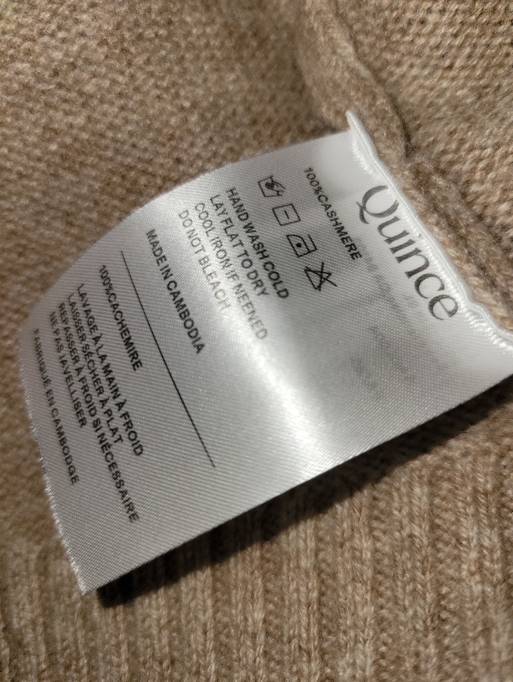 QUINCE 100% Mongolian Cashmere Sweater Tan Size S - Picture 5 of 5